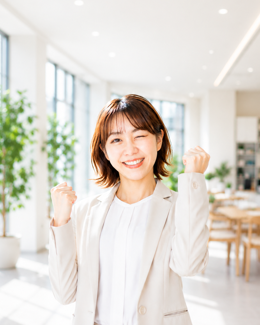 内定を獲得し喜ぶ就活生